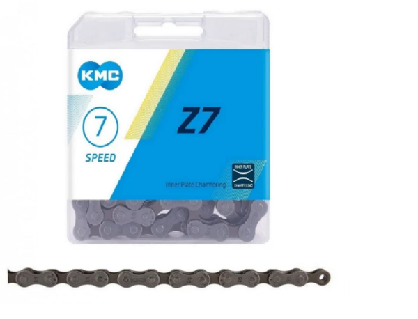 Corrente Kmc Z7 Bike 7v Cinza Fina 116 Elos