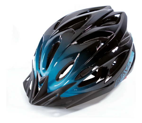 Capacete Mtb Bike Space Rava cycle Viseira Removível Preto E Azul Turquesa
