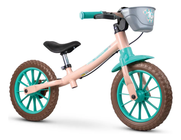 Bicicleta Bike Infantil De Equilíbrio Balance Aro 12 Nathor Rosa/verde