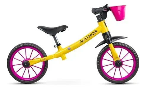 Bicicleta De Equilíbrio Nathor 12 Amarela E Rosa Amarelo