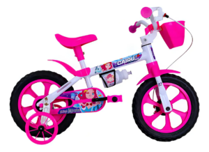 Bicicleta Infantil Cairu Mini Sereia Aro 12 Branco com Rosa com Rodinhas
